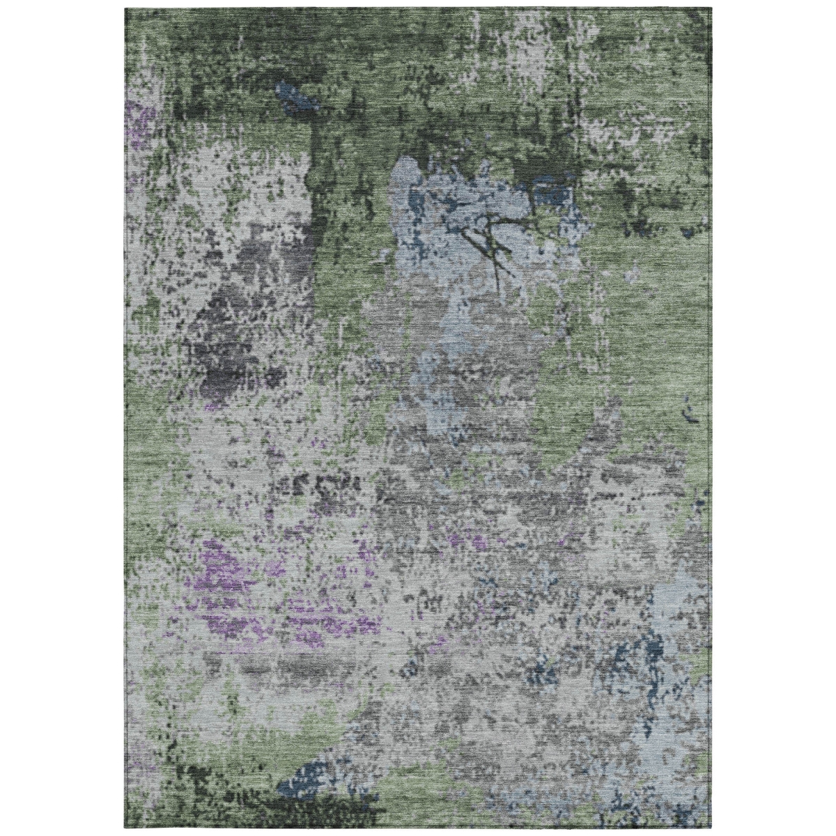 625521 9 x 12 ft. Fern Green & Ivory Abstract Washable Transitional Indoor & Outdoor Rectangle Area Rug