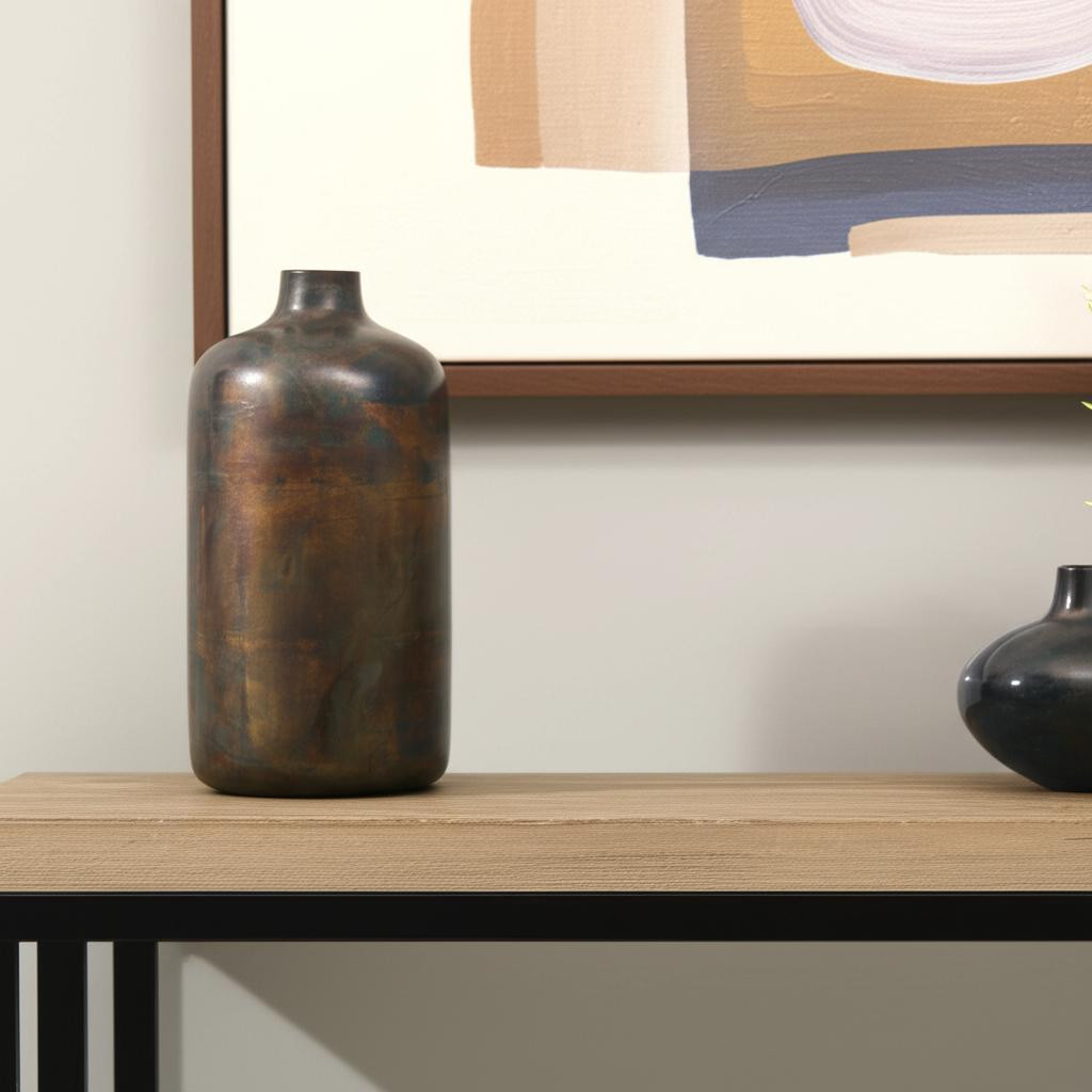 608308 12 in. Gold Cylinder Metal Table Vase