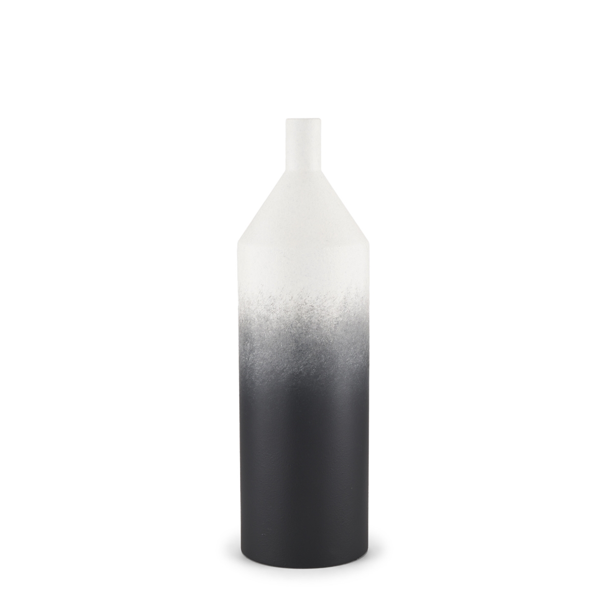608329 20 in. Black & White Ombre Metal Table Vase