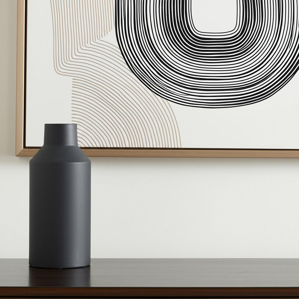 608325 14 in. Black Metal Table Vase