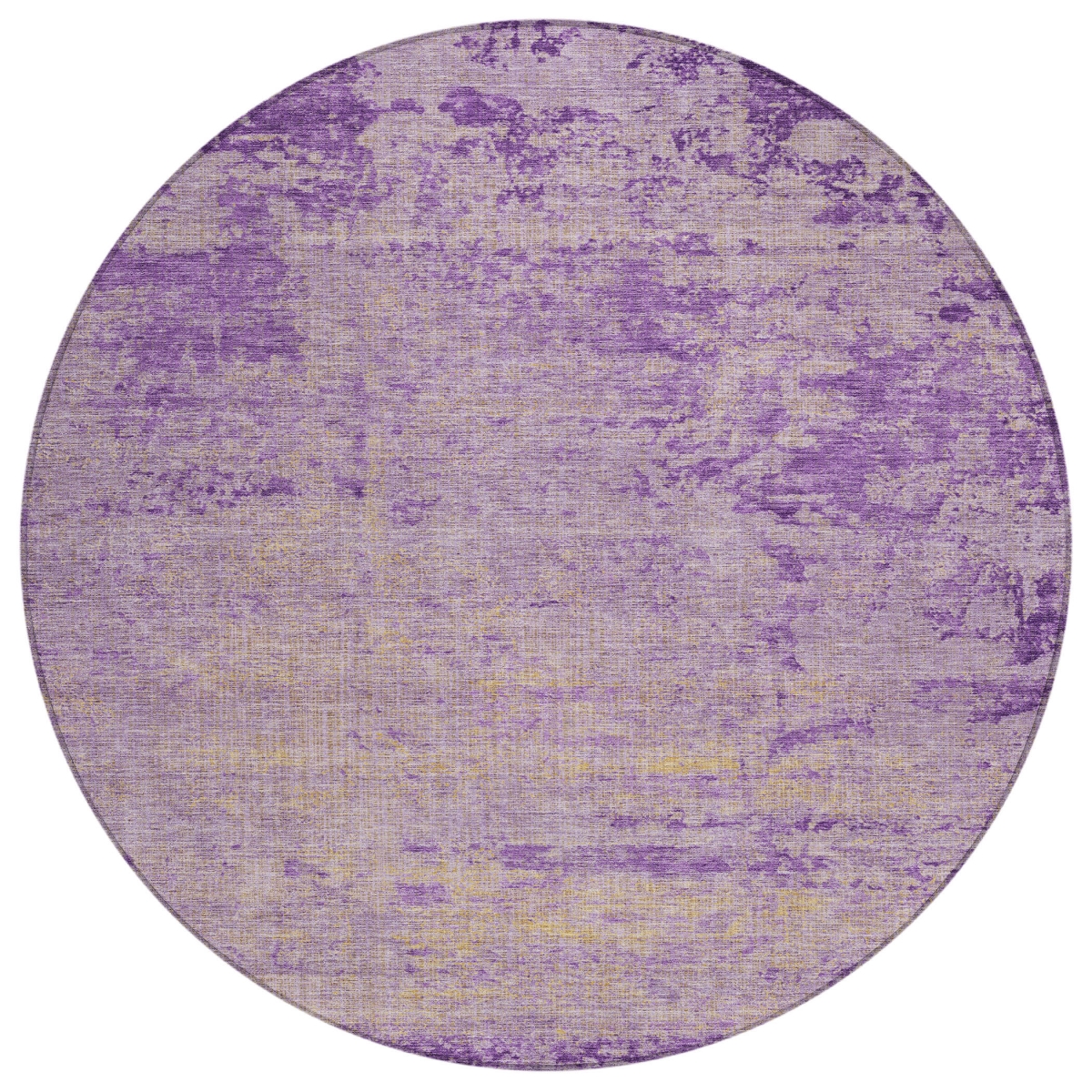 625231 8 ft. Purple & Beige Abstract Washable Transitional Indoor & Outdoor Round Area Rug