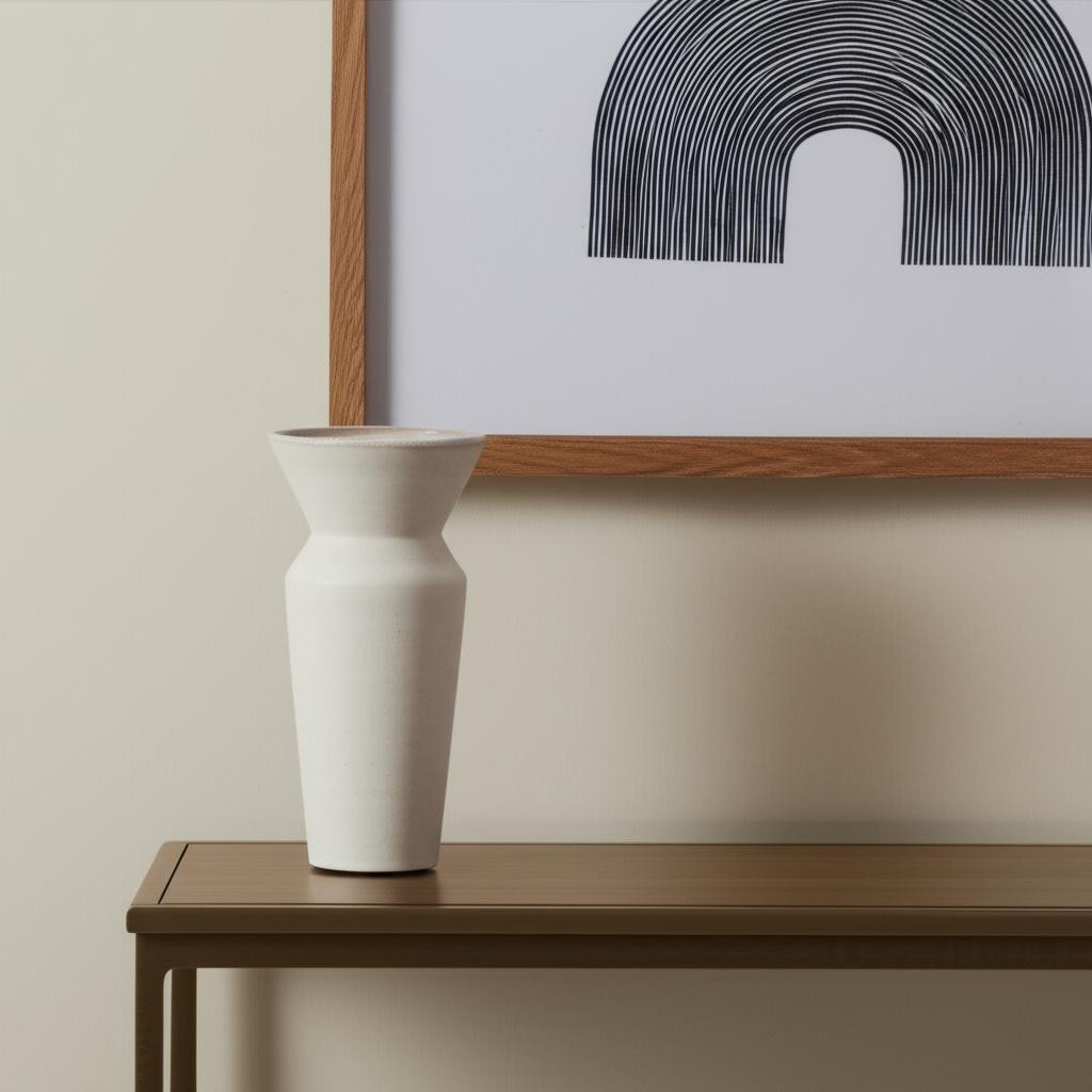 608297 10 in. Cream Ceramic Table Vase