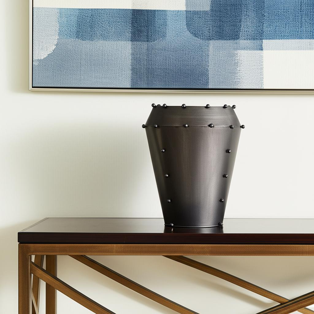 608293 12 in. Gray Metal Table Vase