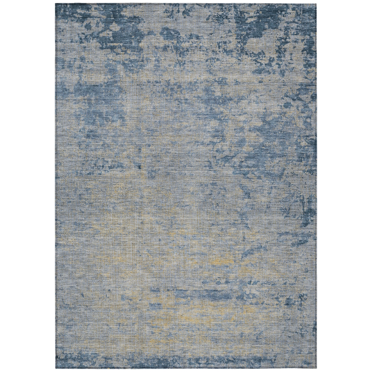 625227 9 x 12 ft. Navy Blue & Beige Abstract Washable Transitional Indoor & Outdoor Rectangle Area Rug