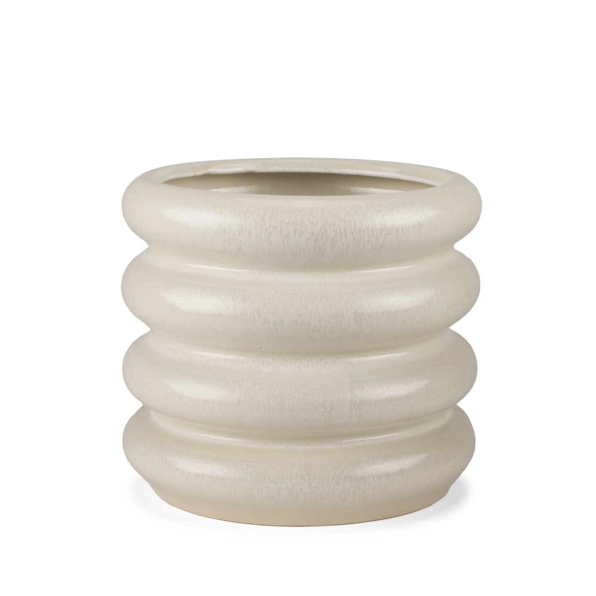 608340 12 in. Cream Cylinder Ceramic Table Vase