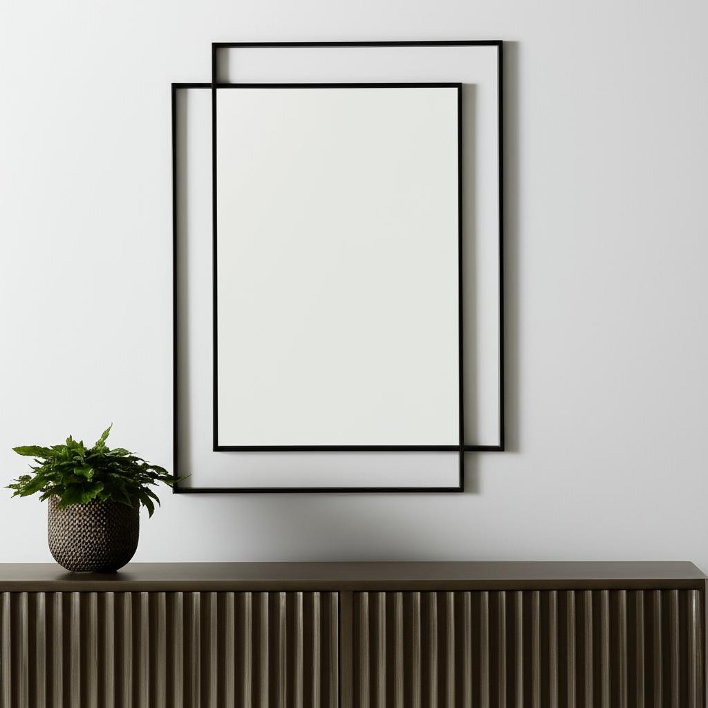 607285 43 in. Gray Metal Double Frame Accent Mirror