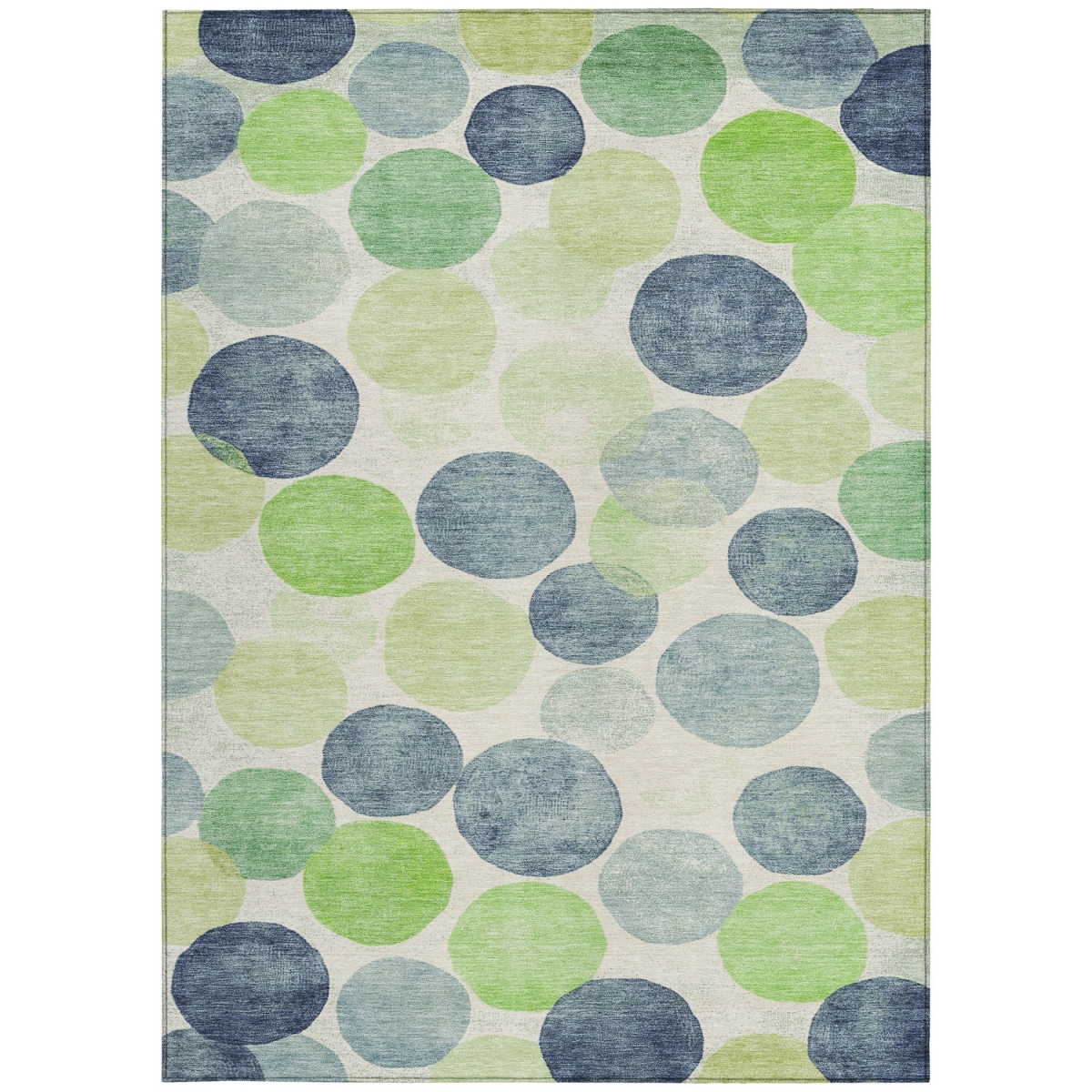 625086 5 x 8 ft. Navy Blue Lime Green & Ivory Geometric Washable Transitional Indoor & Outdoor Rectangle Area Rug