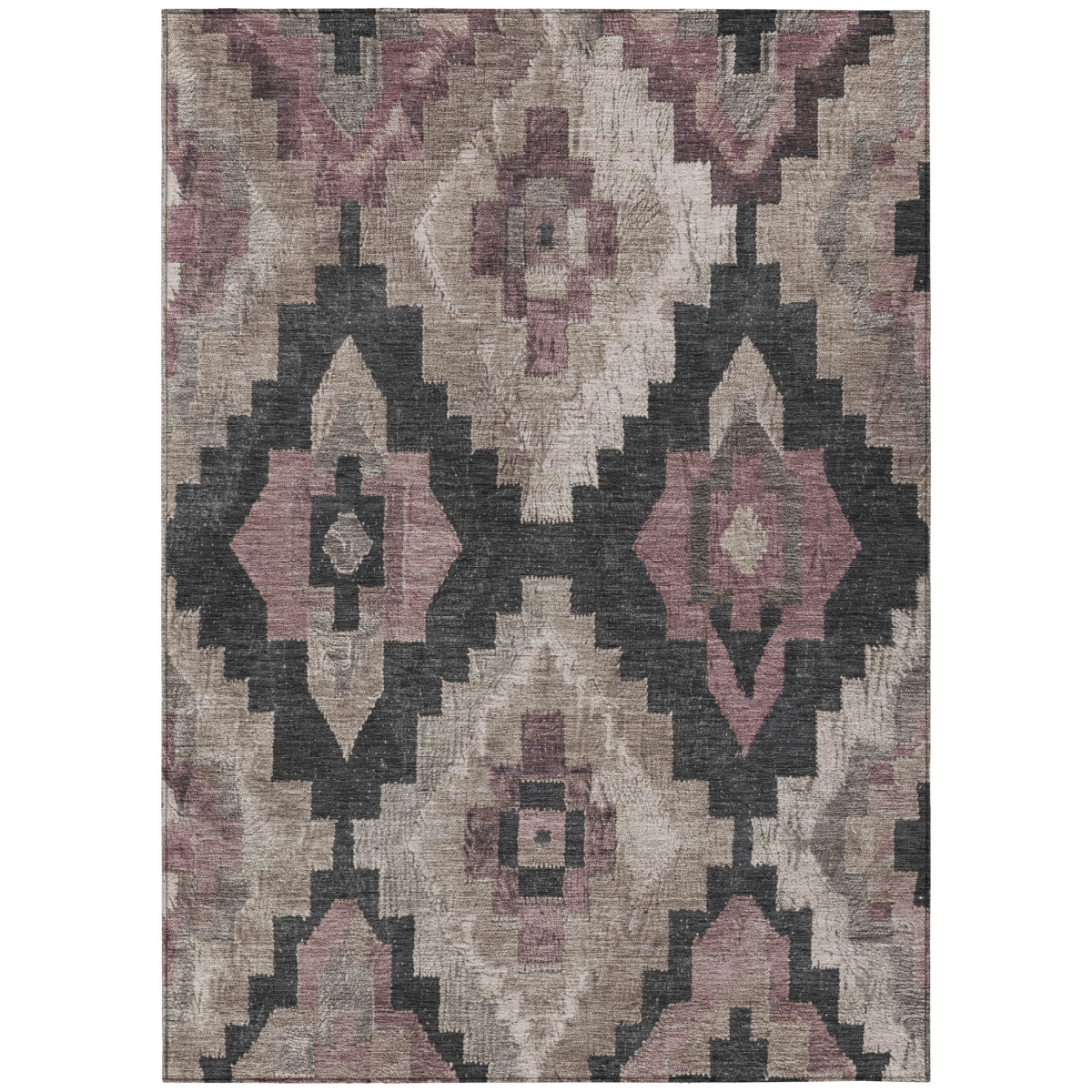 624939 9 x 12 ft. Taupe & Charcoal Aztec Washable Transitional Indoor & Outdoor Rectangle Area Rug