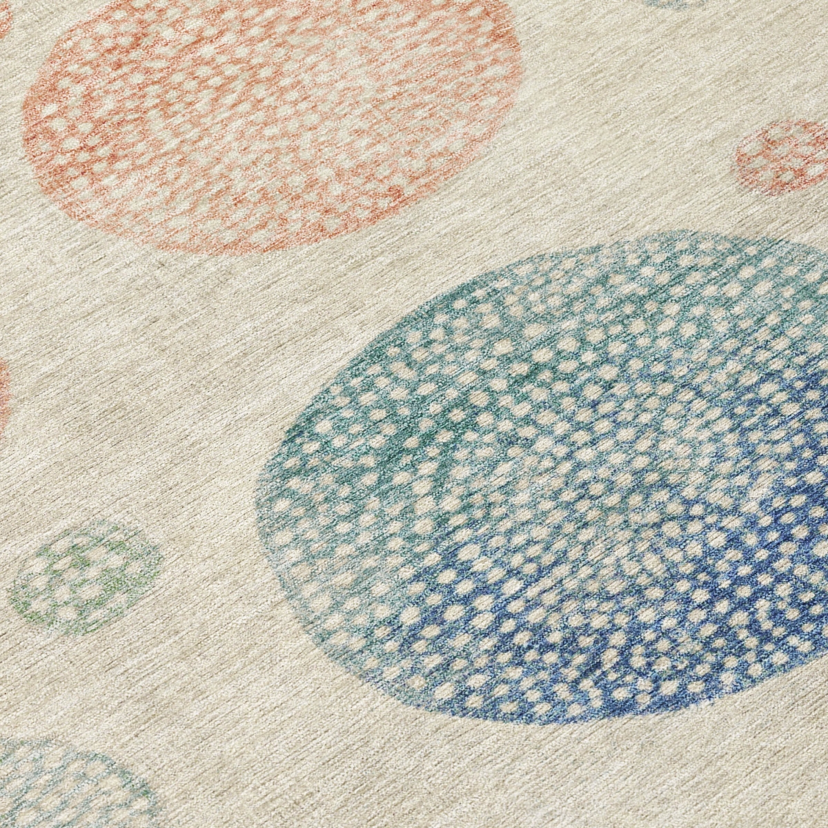 625065 9 x 12 ft. Ivory & Peach Geometric Washable Transitional Indoor & Outdoor Rectangle Area Rug
