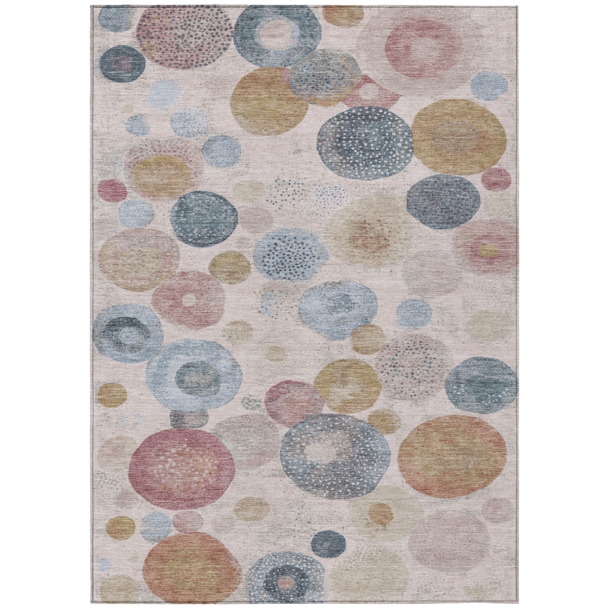 624986 8 x 10 ft. Blush Blue & Taupe Geometric Washable Transitional Indoor & Outdoor Rectangle Area Rug