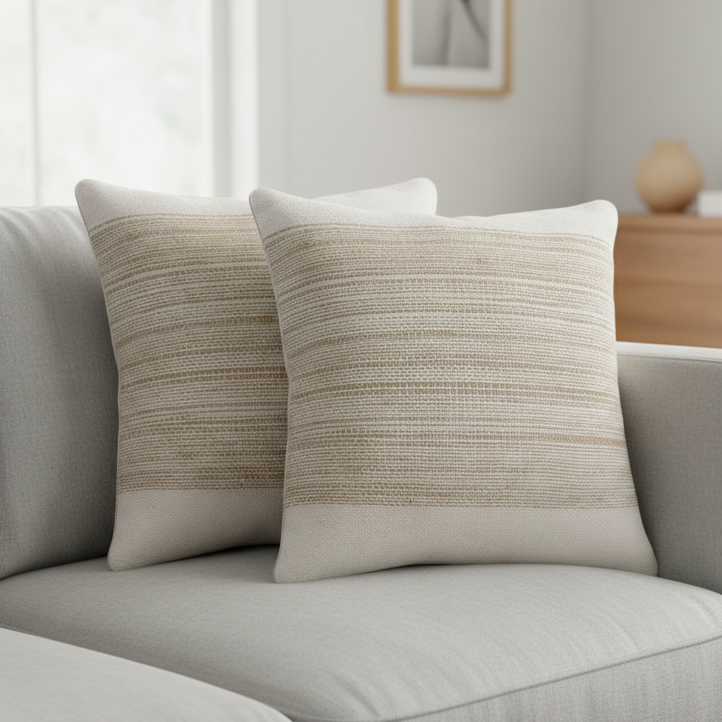 588369 20 in. Sand Striped Throw Pillows - Set of 2
