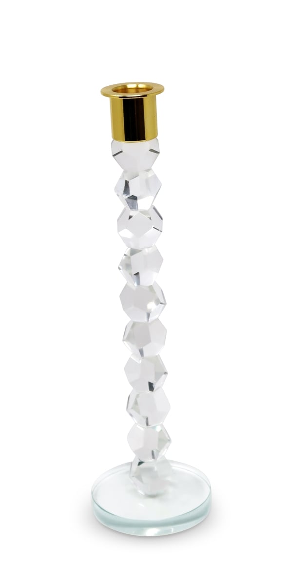 590226 11 in. Gold Crystal Abstract Tabletop Candle Holder for Wedding
