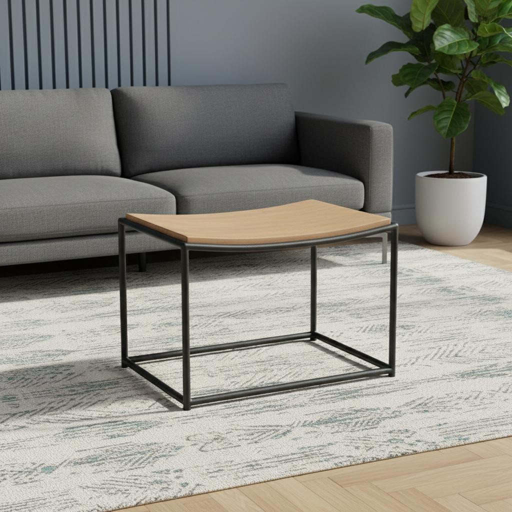 606722 17 x 16 x 23.25 in. Brown & Black Solid Wood Footstool