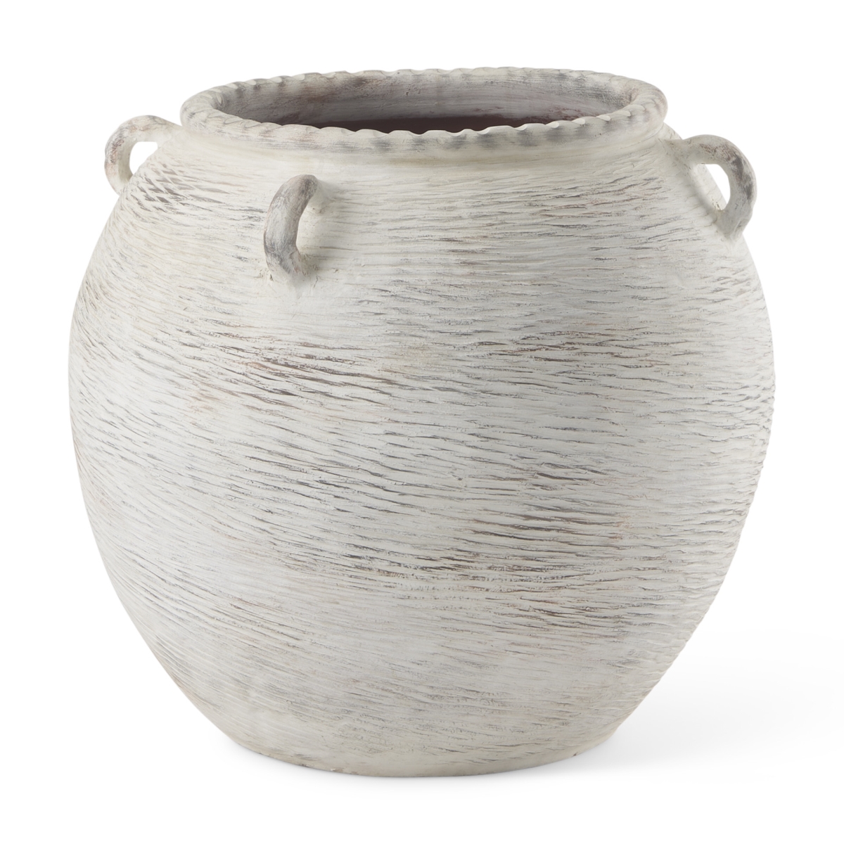 608590 22 in. Cream Amphora Ceramic Floor Vase