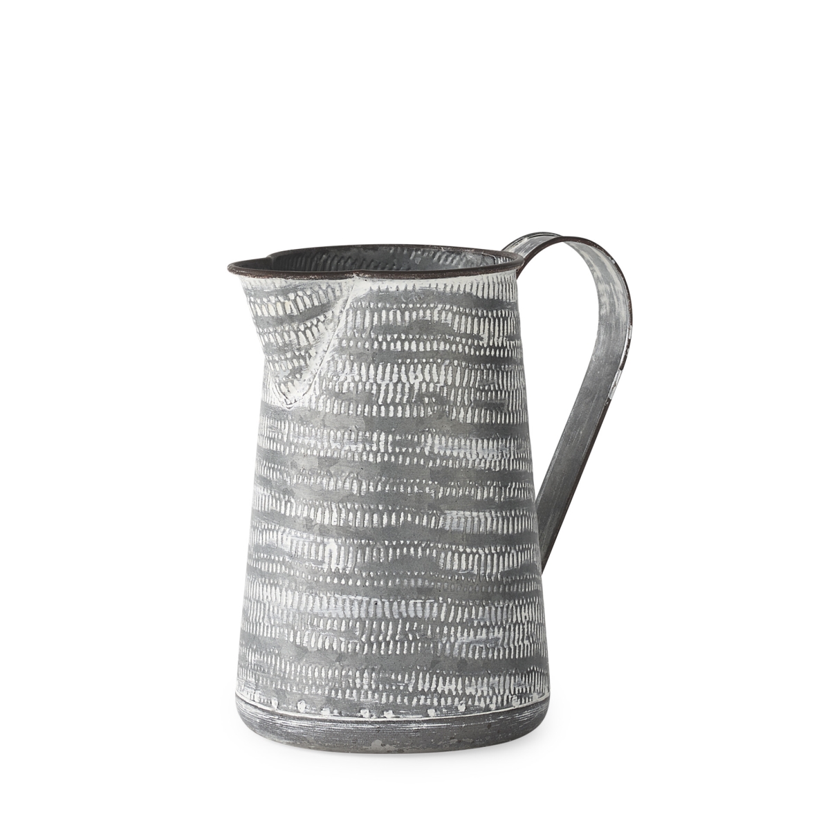 608593 8 in. Gray & White Striped Metal Jug Vase