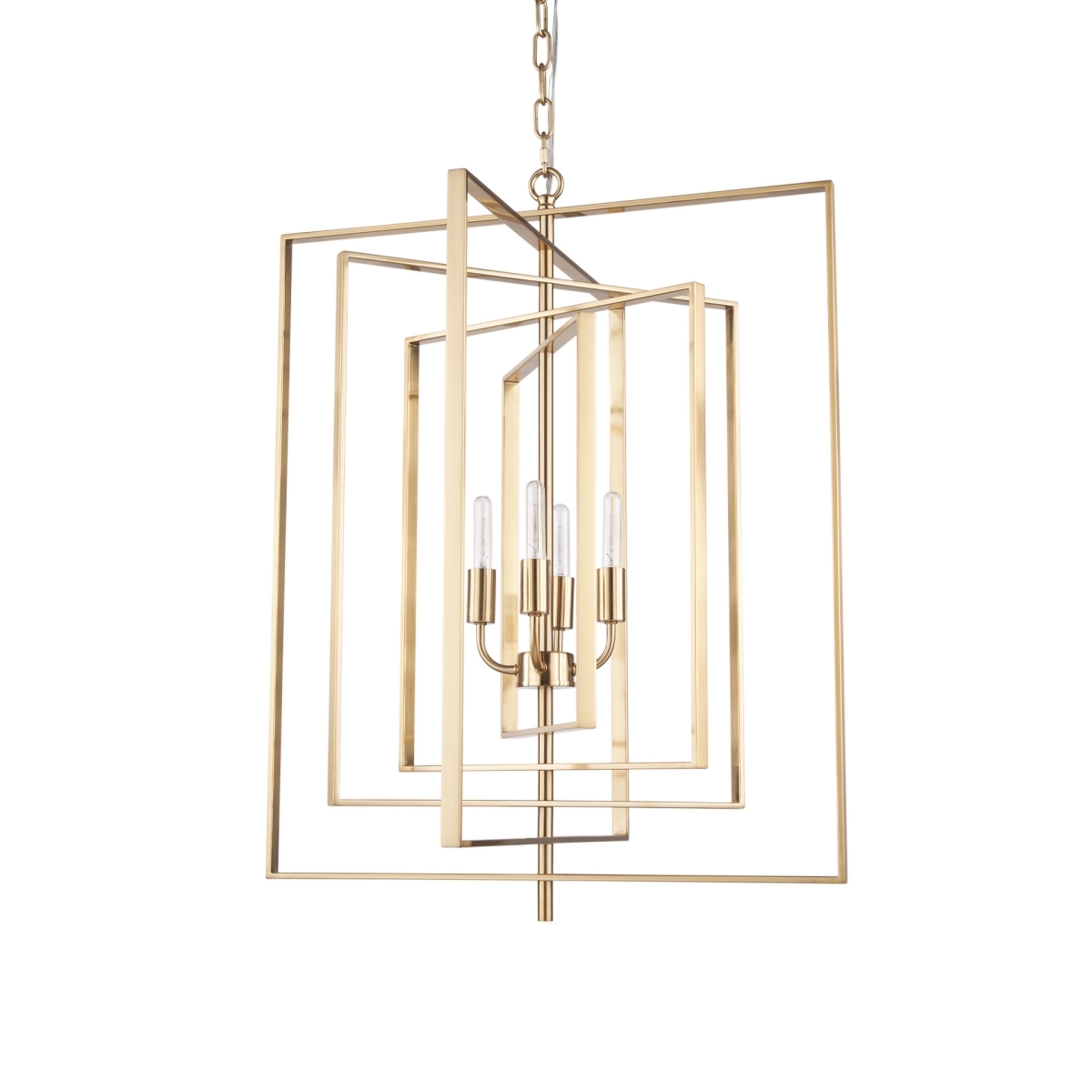 611358 Antiqued Gold Geometric 4 Light Metal Dimmable Chandelier