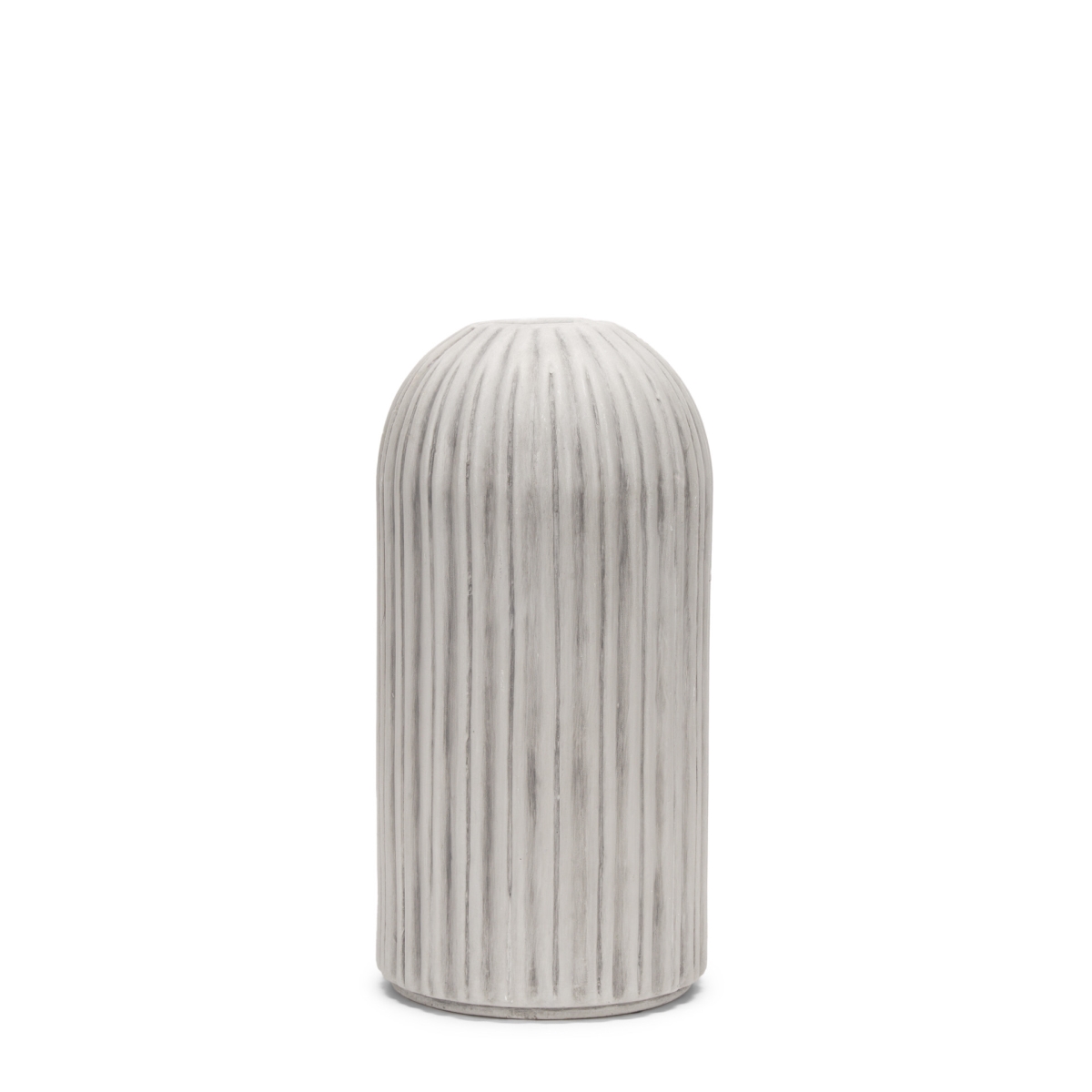 608582 16 in. Gray & White Striped Cylinder Ceramic Floor Vase