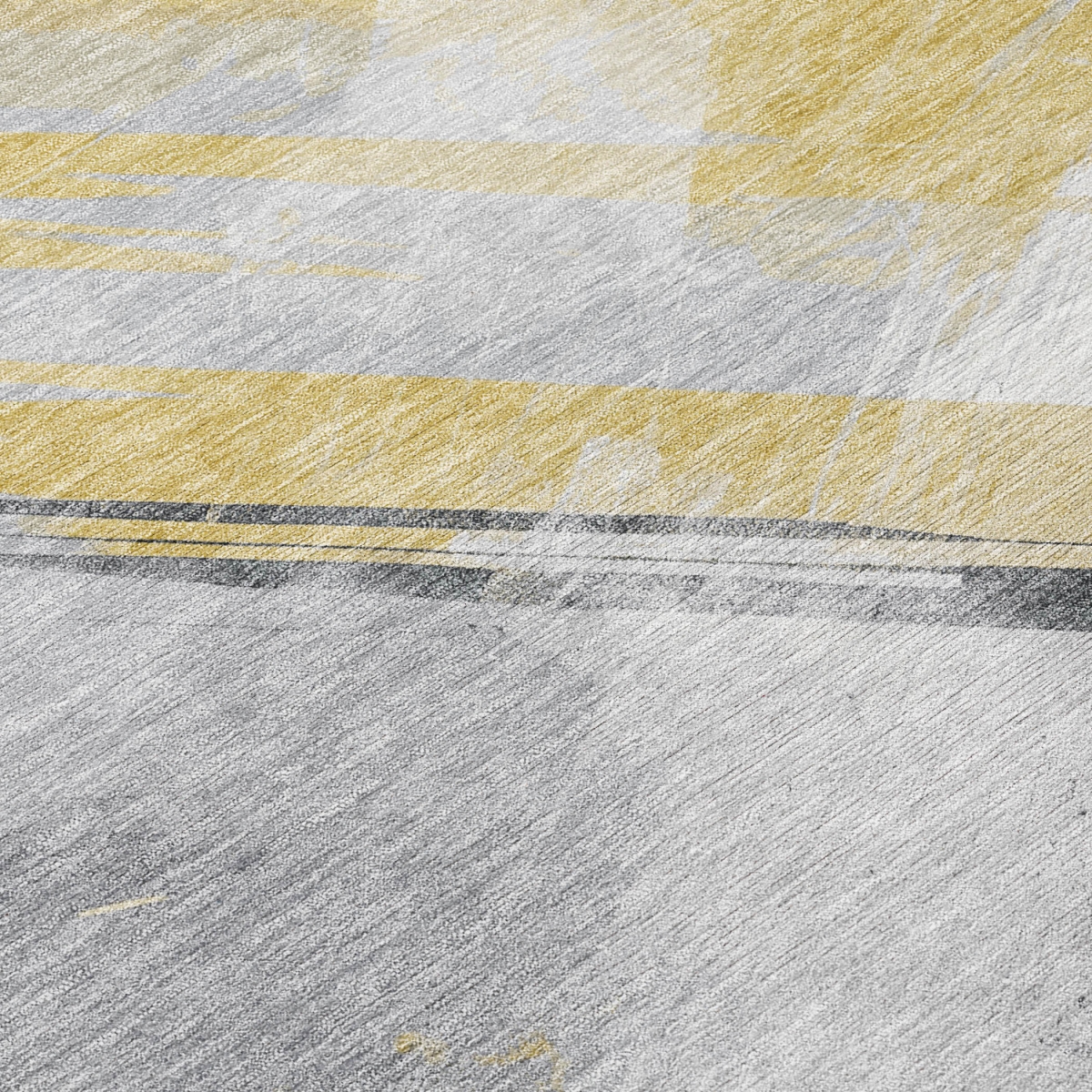 611410 10 x 14 ft. Gold & Gray Striped Washable Transitional Indoor & Outdoor Rectangle Area Rug
