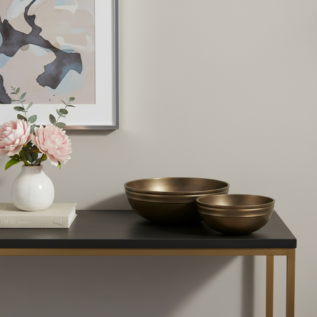 609350 11 in. Brass Metal Round Centerpiece Bowl