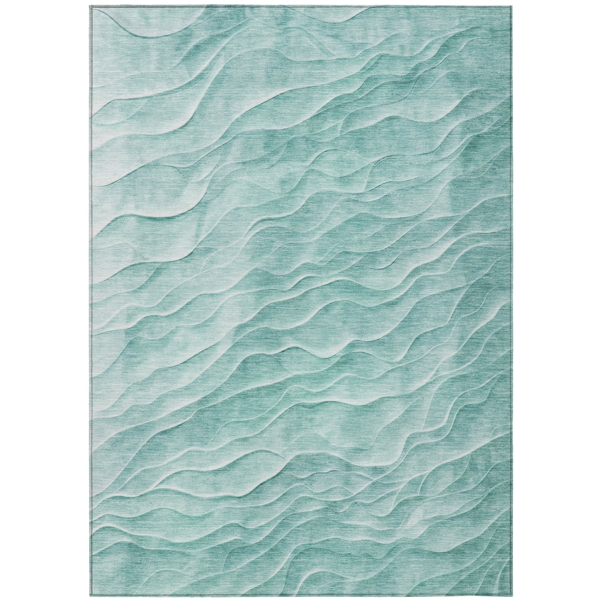 611981 10 x 14 ft. Aqua & Teal Blue Abstract Washable Transitional Indoor & Outdoor Rectangle Area Rug