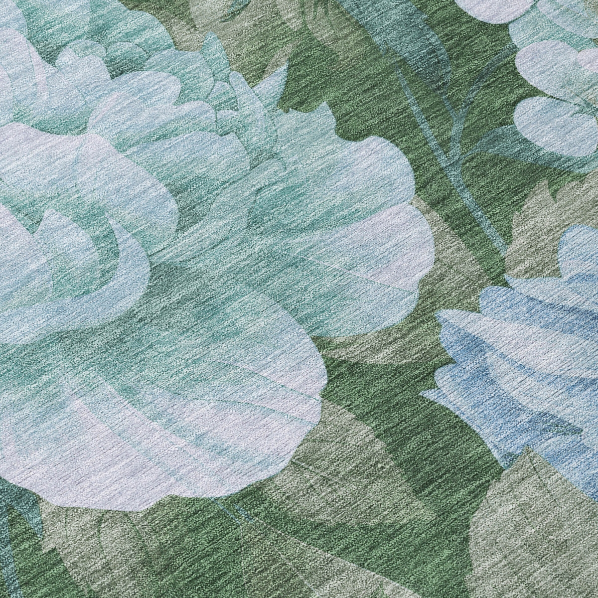 611590 10 x 14 ft. Sky Blue & Taupe Floral Washable Transitional Indoor & Outdoor Rectangle Area Rug