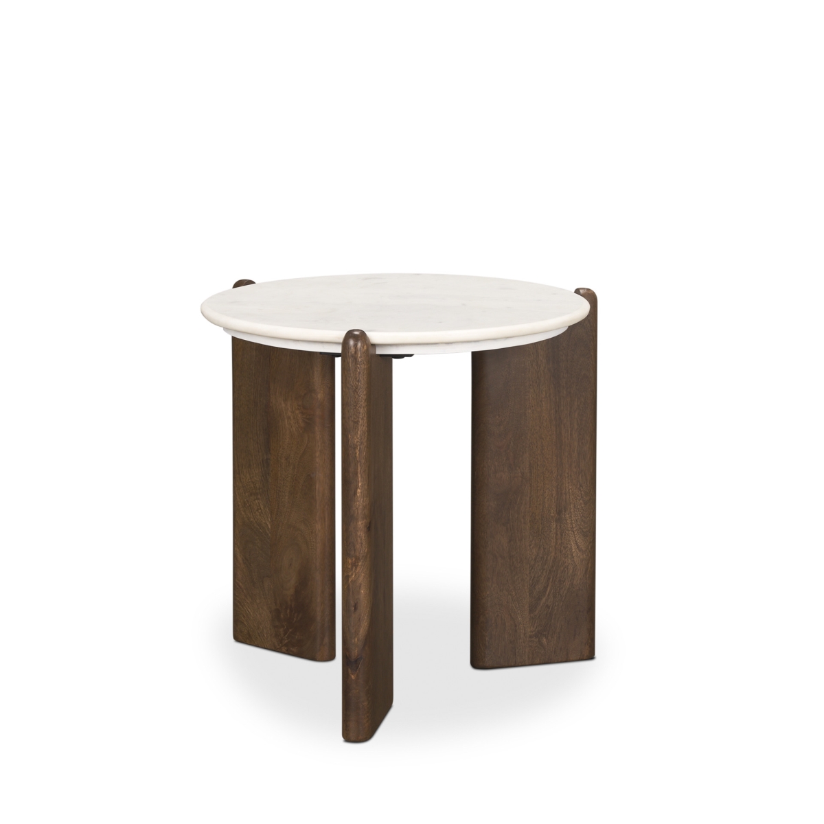 604033 20 in. Marble & Solid Wood End Table, White & Brown