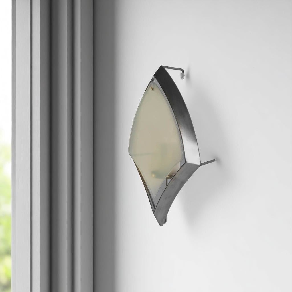 608436 7 in. Silver Abstract Metal & Glass Wall Sconce Candle Holder