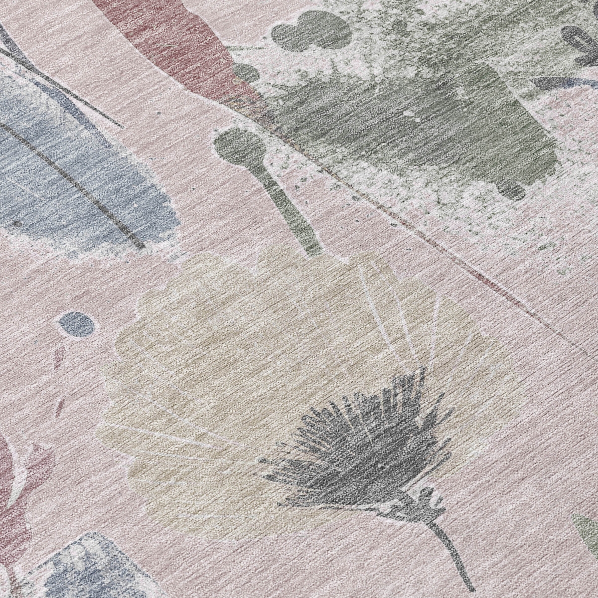 611494 10 x 14 ft. Blush & Mauve Floral Washable Transitional Indoor & Outdoor Rectangle Area Rug