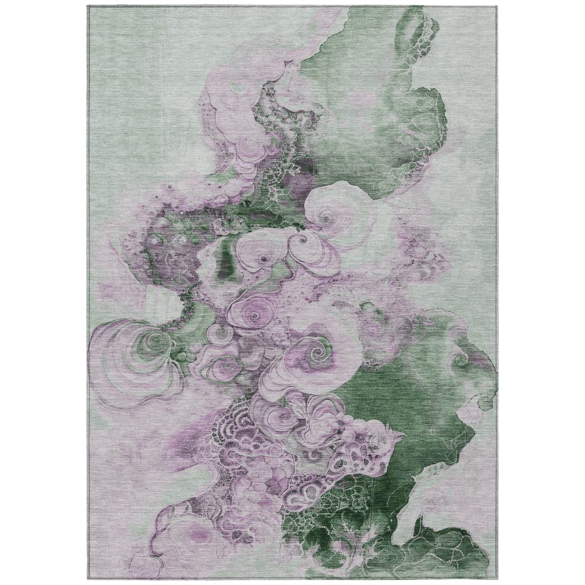 623142 9 x 12 ft. Sage & Lavender Abstract Washable Transitional Indoor & Outdoor Rectangle Area Rug