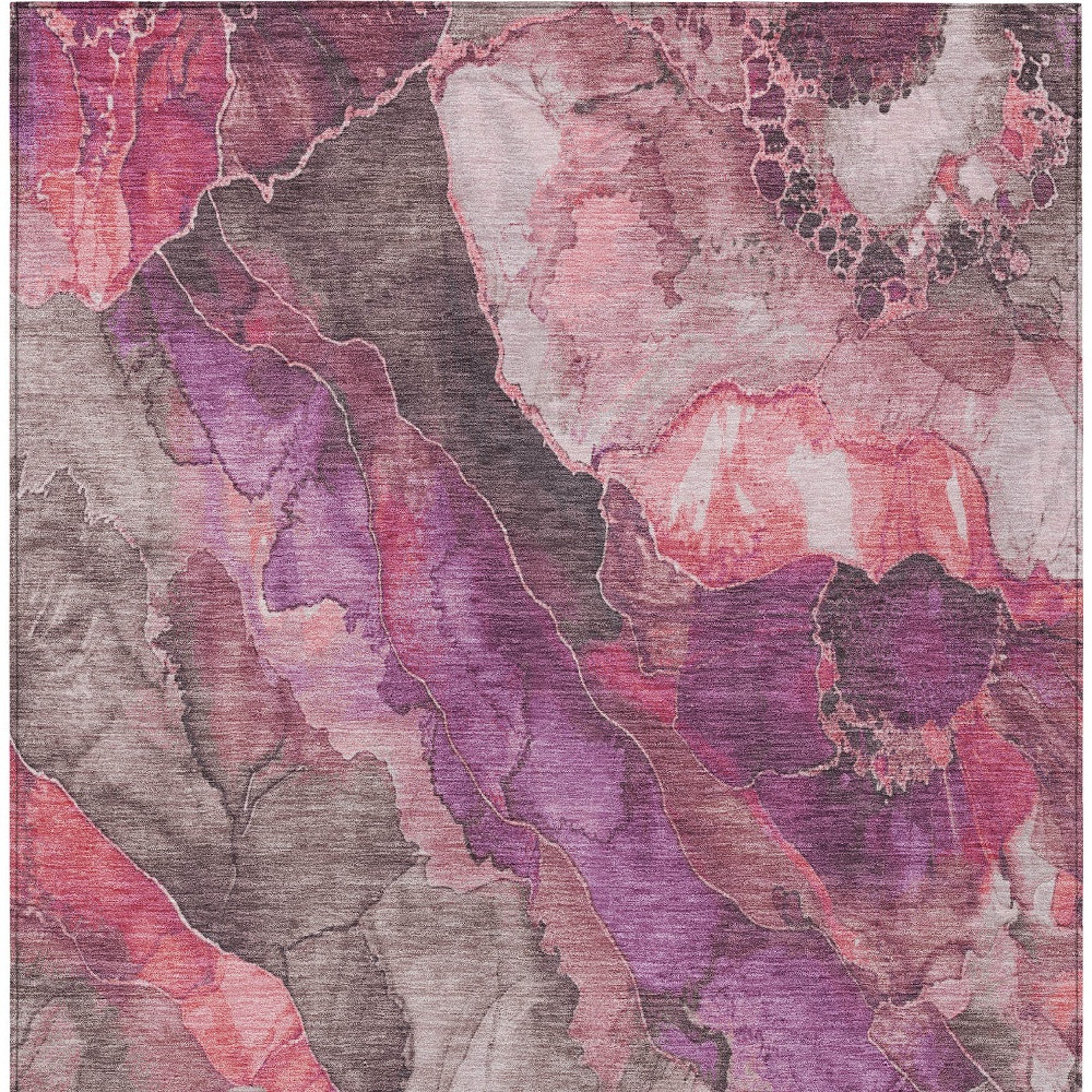 623215 10 x 14 ft. Blush & Purple Floral Washable Transitional Indoor & Outdoor Rectangle Area Rug