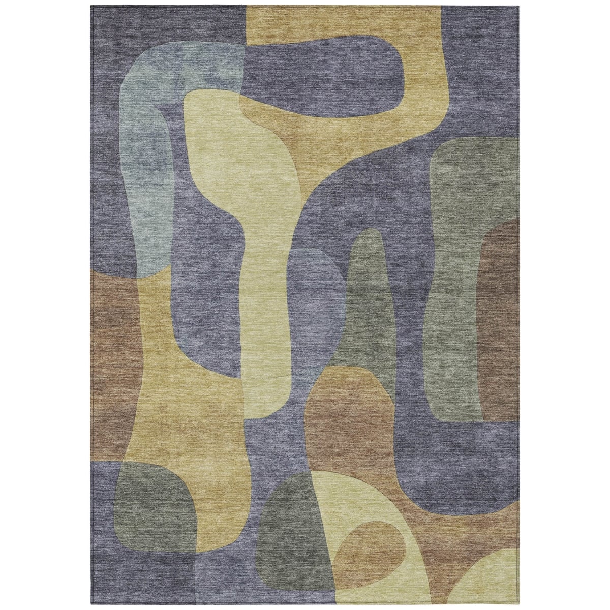 623300 3 x 5 ft. Purple & Gold Abstract Washable Transitional Indoor & Outdoor Rectangle Area Rug