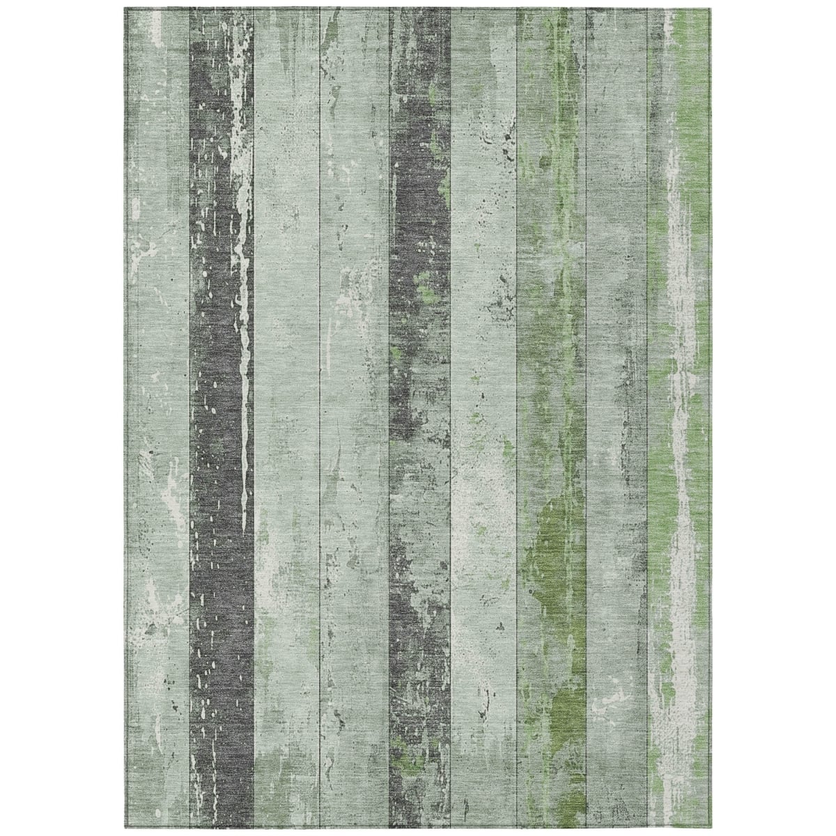 623316 9 x 12 ft. Artichoke Green & Gray Striped Washable Transitional Indoor & Outdoor Rectangle Area Rug
