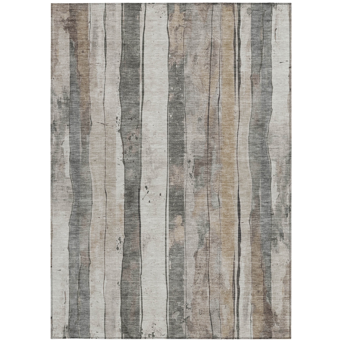 623546 5 x 8 ft. Beige & Gray Striped Washable Transitional Indoor & Outdoor Rectangle Area Rug