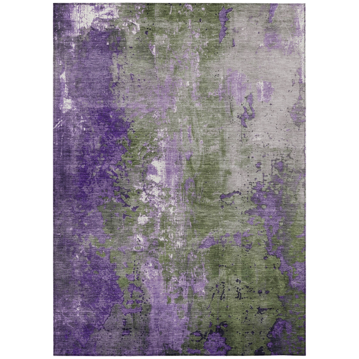 623430 10 x 14 ft. Olive Green & Purple Abstract Washable Transitional Indoor & Outdoor Rectangle Area Rug