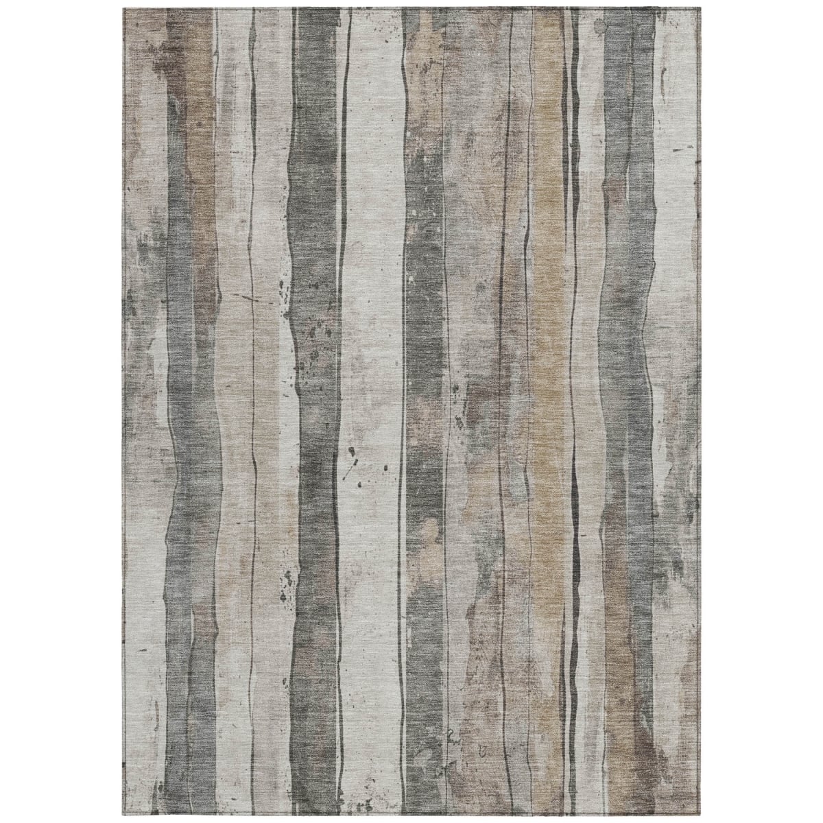 623545 3 x 5 ft. Beige & Gray Striped Washable Transitional Indoor & Outdoor Rectangle Area Rug