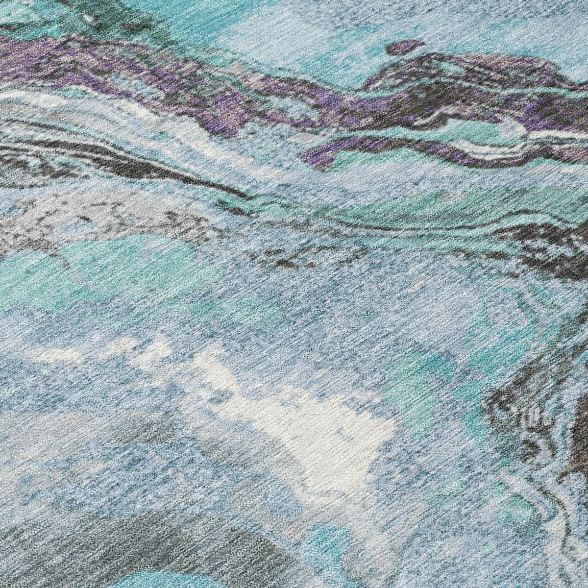 625461 9 x 12 ft. Teal, Blue & Charcoal Abstract Washable Transitional Indoor & Outdoor Rectangle Area Rug