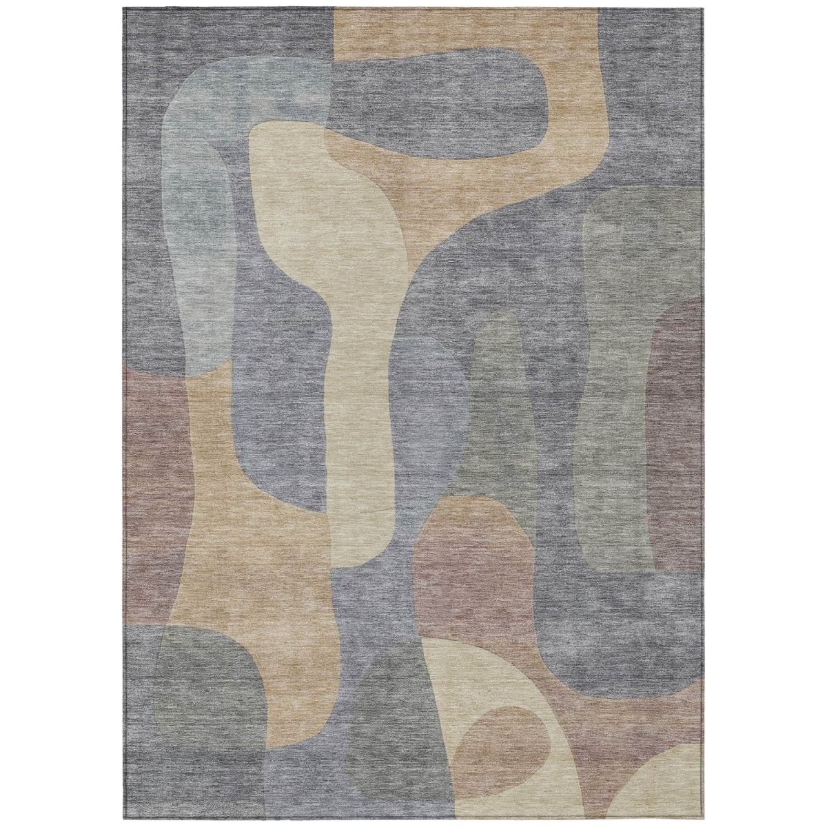 623289 5 x 8 ft. Gray & Gold Abstract Washable Transitional Indoor & Outdoor Rectangle Area Rug