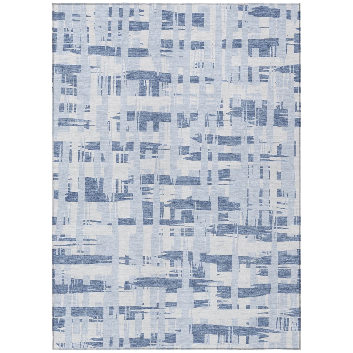 622683 3 x 5 ft. Blue, Ivory & Sky Blue Striped Washable Transitional Indoor & Outdoor Rectangle Area Rug