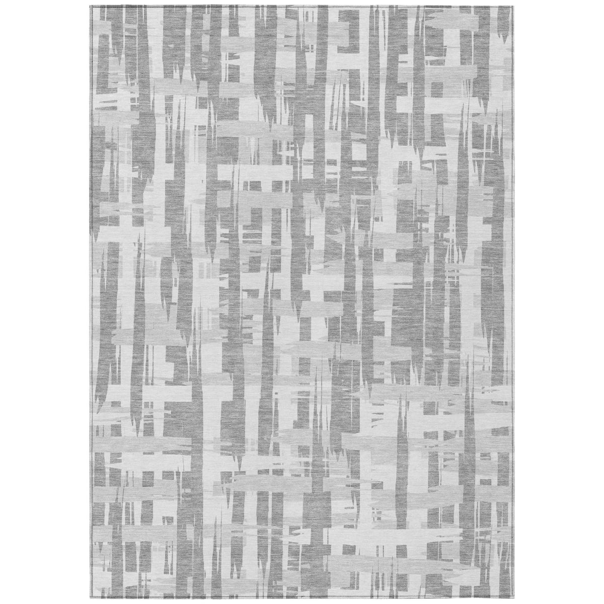 622695 3 x 5 ft. Gray Silver & Ivory Striped Washable Transitional Indoor & Outdoor Rectangle Area Rug