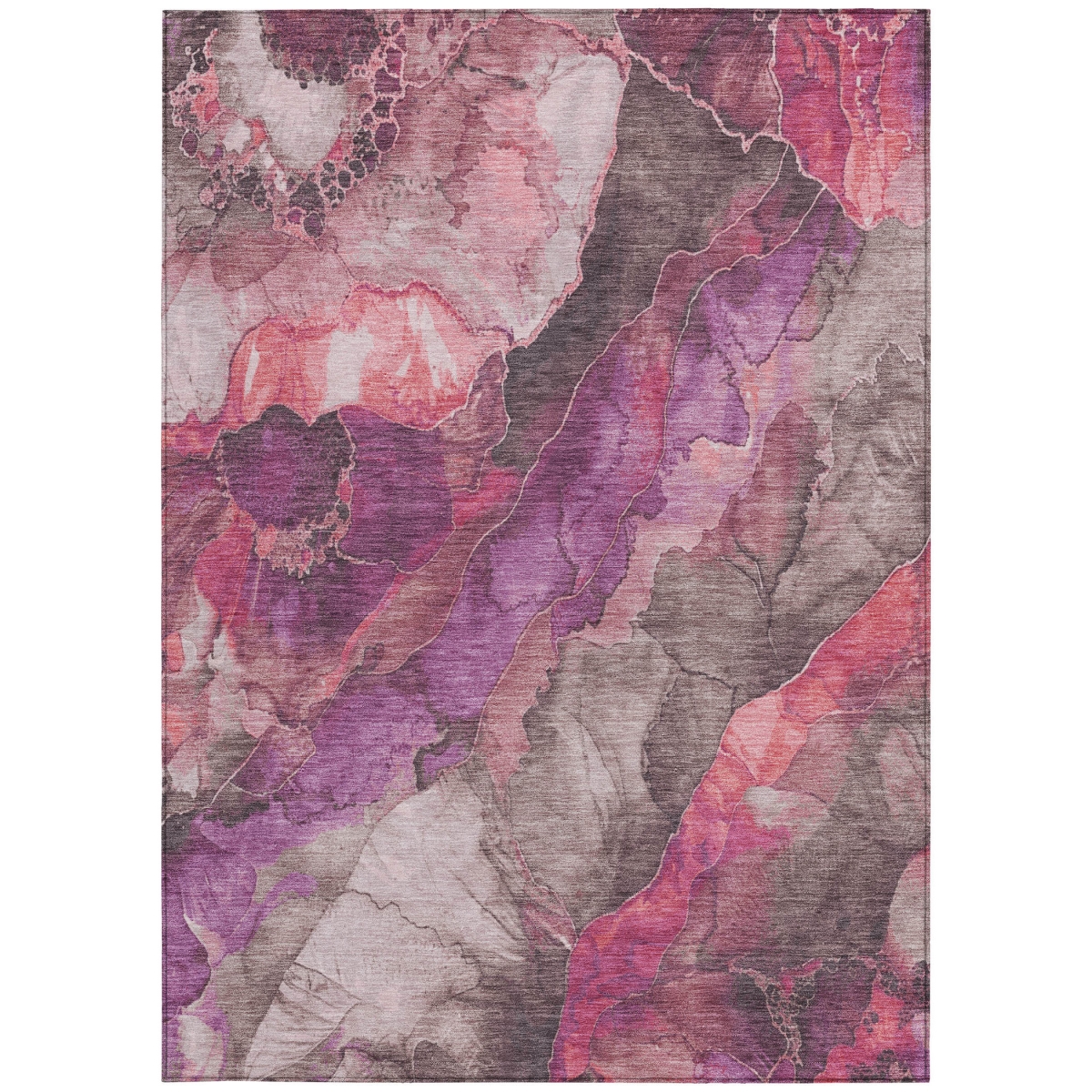 623214 9 x 12 ft. Blush & Purple Floral Washable Transitional Indoor & Outdoor Rectangle Area Rug