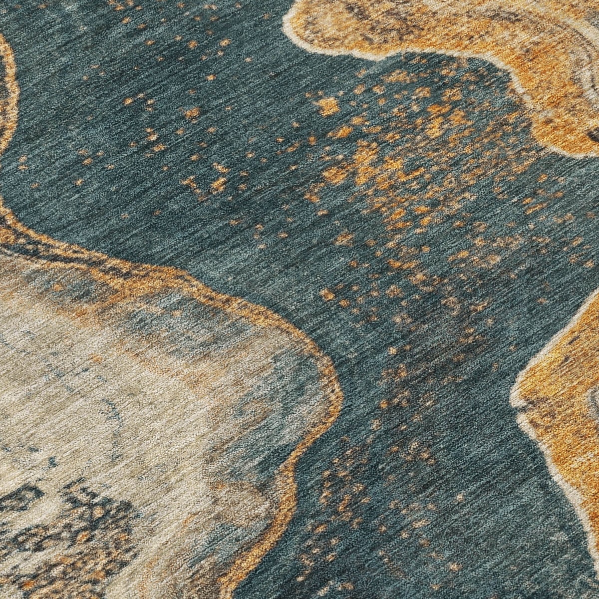 625421 3 x 5 ft. Linen & Charcoal Abstract Washable Transitional Indoor & Outdoor Rectangle Area Rug