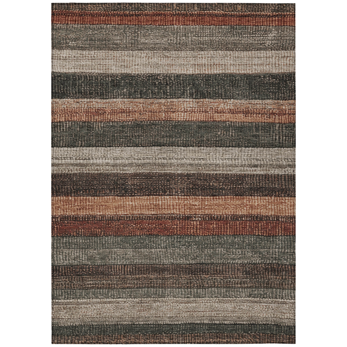623244 9 x 12 ft. Rust & Taupe Striped Washable Transitional Indoor & Outdoor Rectangle Area Rug