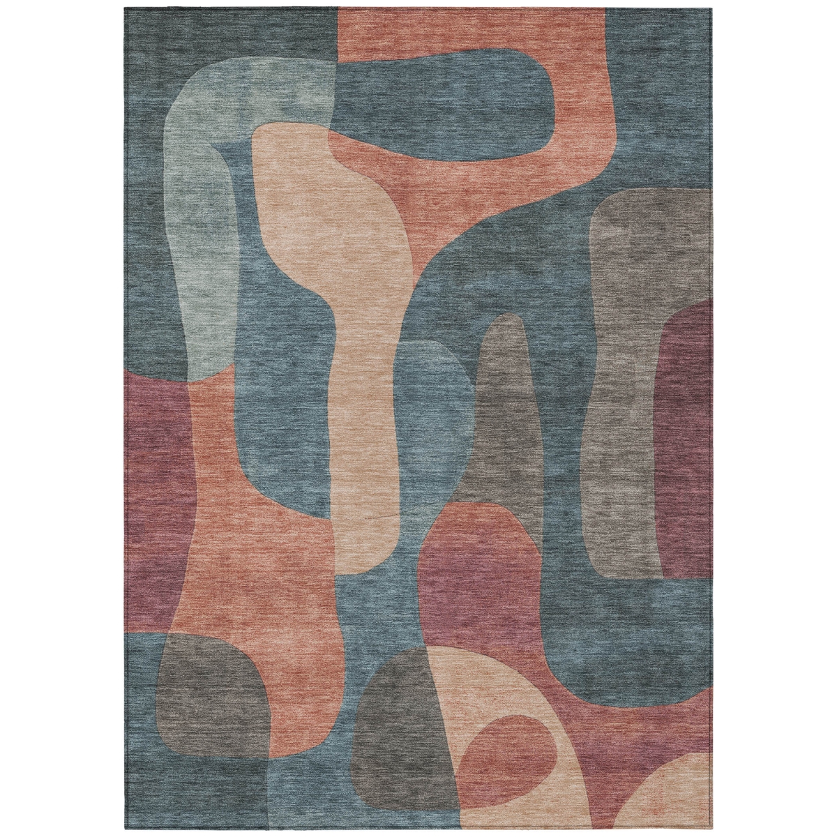 623311 10 x 14 ft. Sage & Pale Aqua Abstract Washable Transitional Indoor & Outdoor Rectangle Area Rug