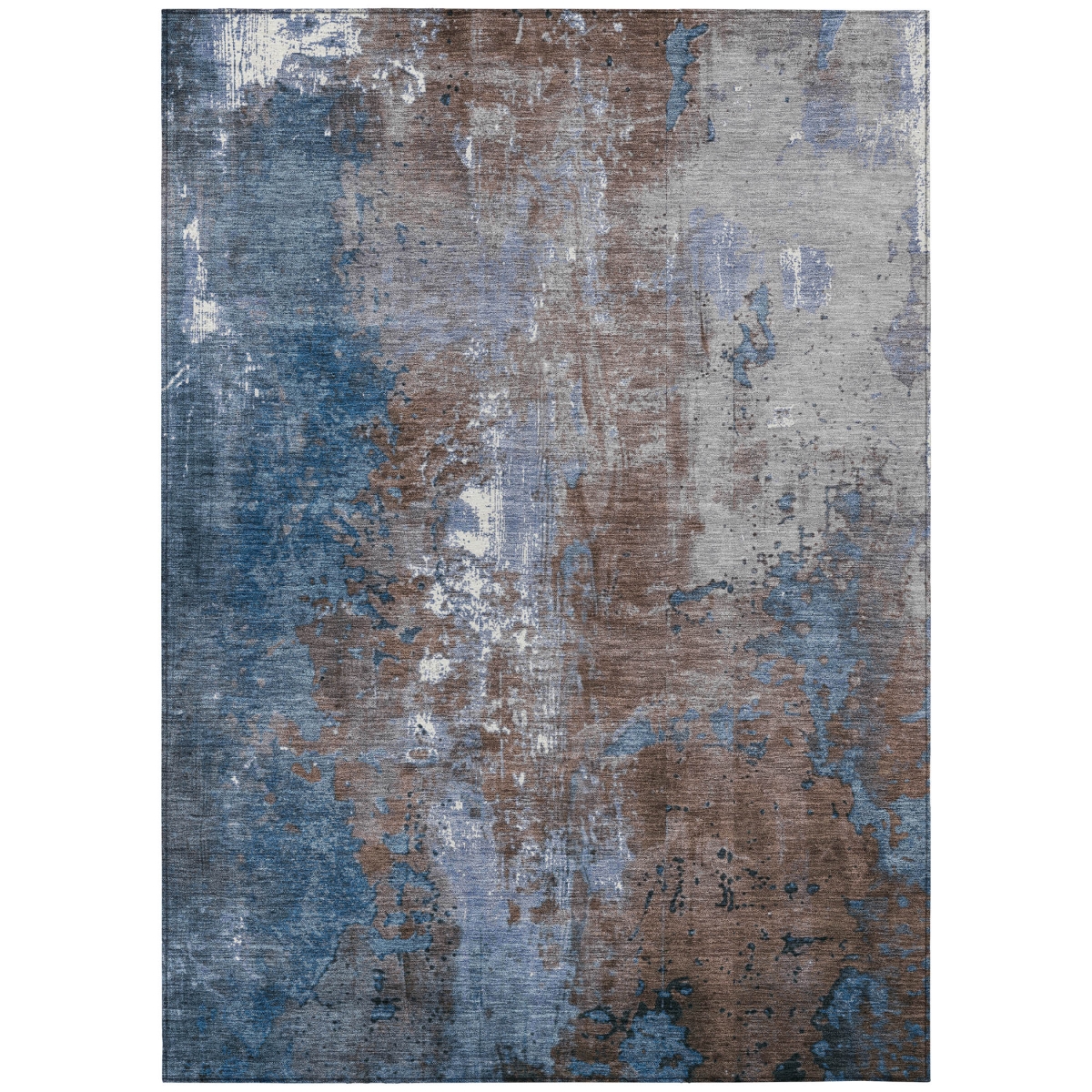 623412 10 x 14 ft. Coffee & Blue Abstract Washable Transitional Indoor & Outdoor Rectangle Area Rug