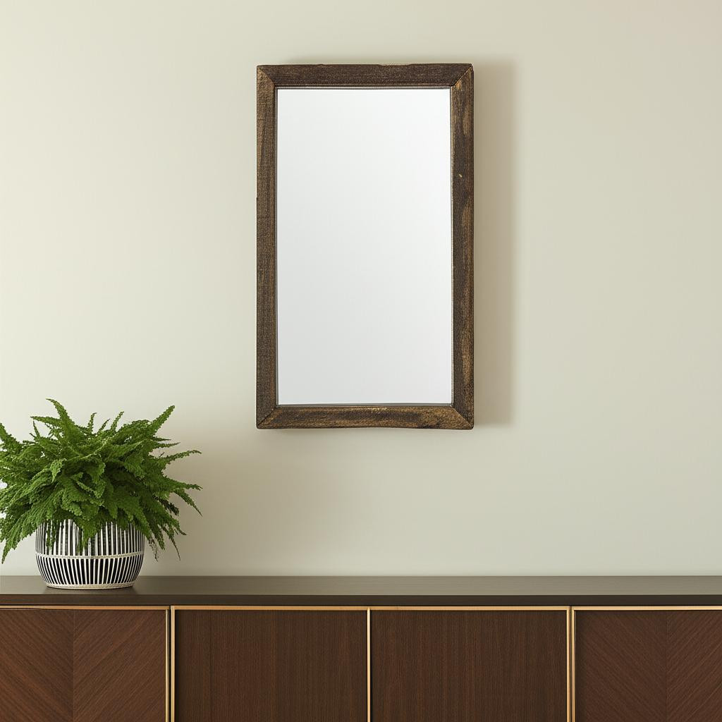 607299 18 in. Brown Solid Wood Framed Accent Mirror