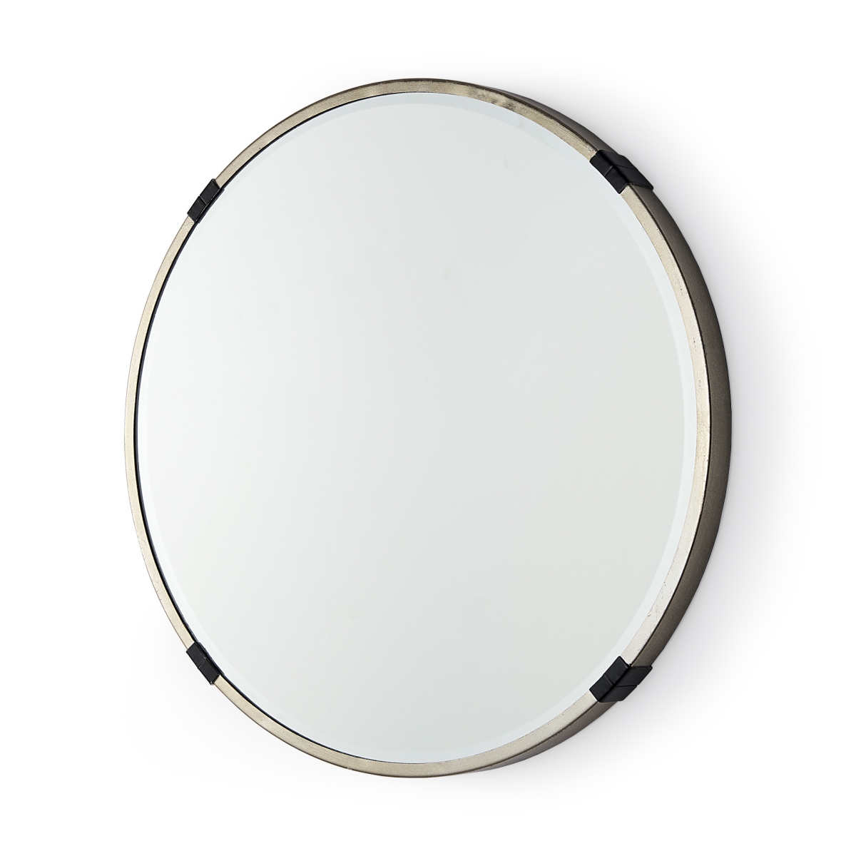 607281 24 in. Gold & Black Metal Round Framed Accent Mirror
