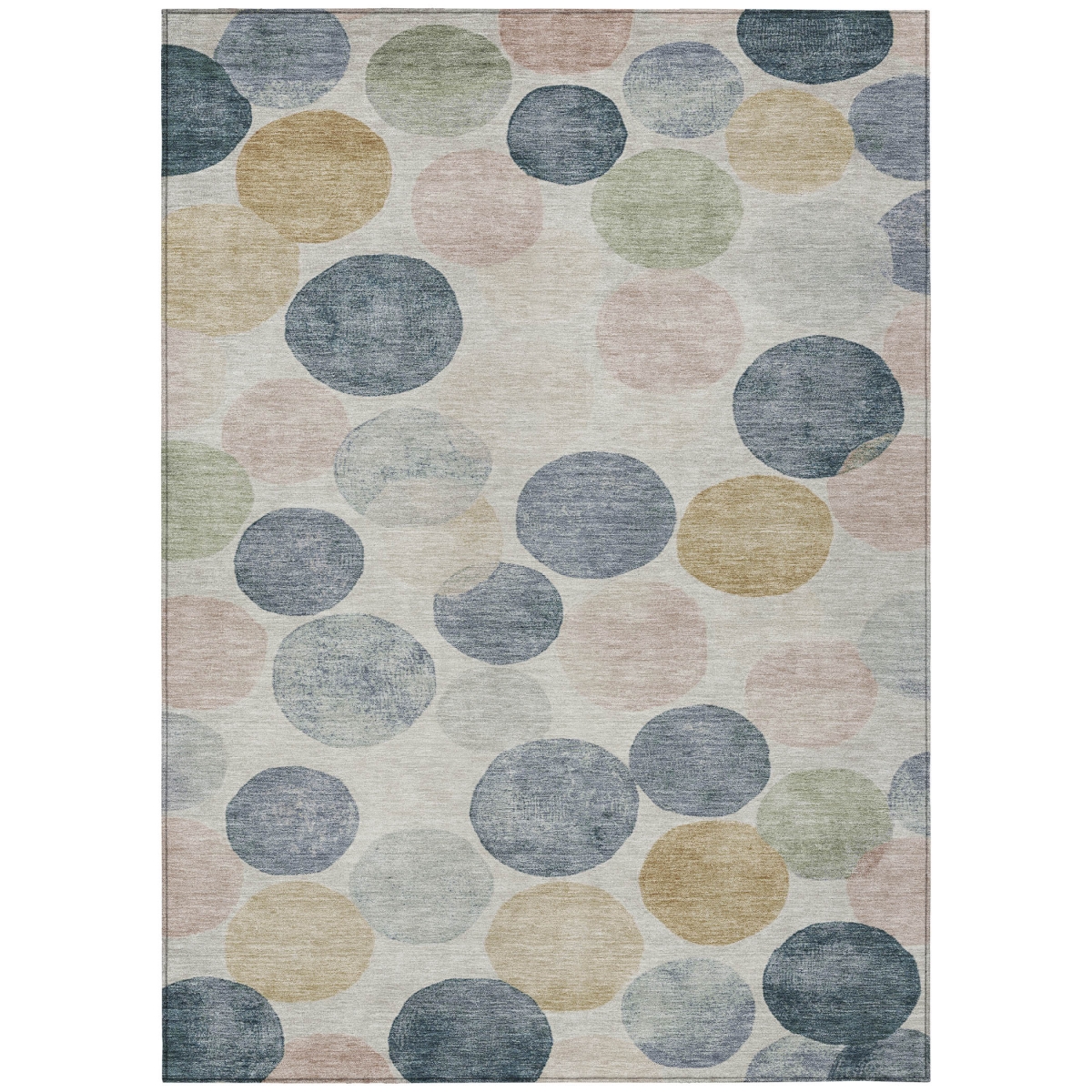 625078 10 x 14 ft. Beige Navy Blue & Gold Geometric Washable Transitional Indoor & Outdoor Rectangle Area Rug