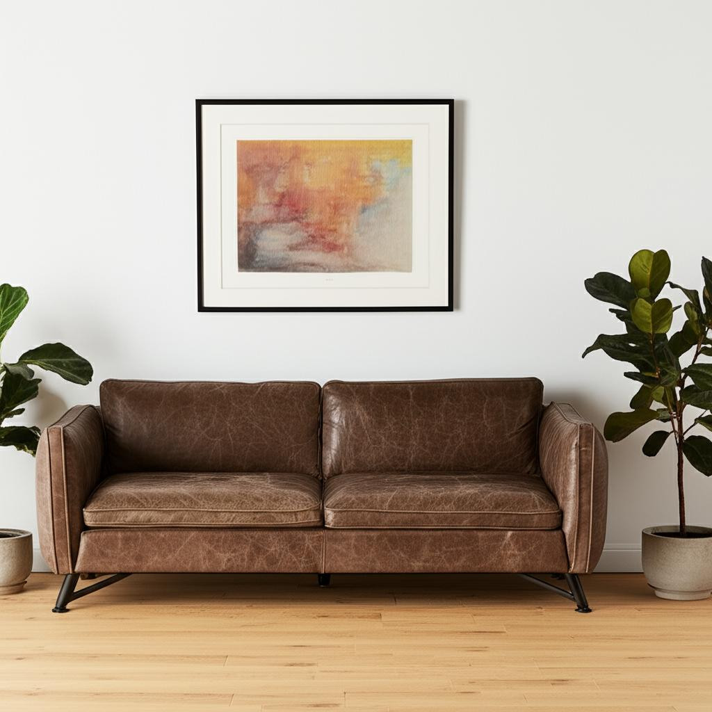 607319 33.50 x 83.50 x 34.50 in. Dark Brown Rustic Leather Sofa
