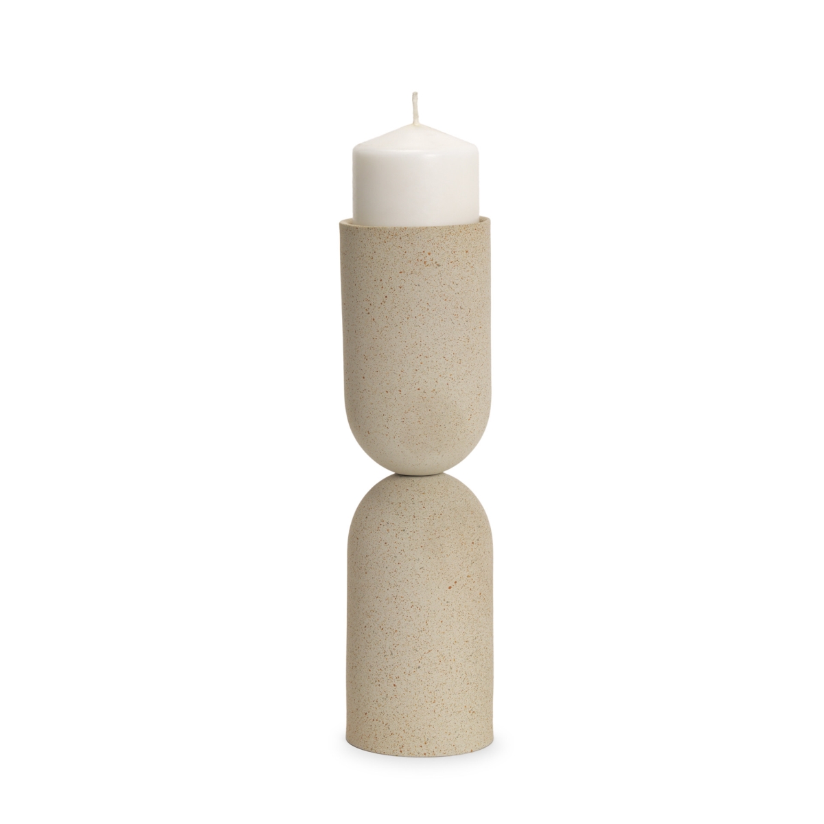 608427 13 in. Beige Metal Abstract Tabletop Candle Holder