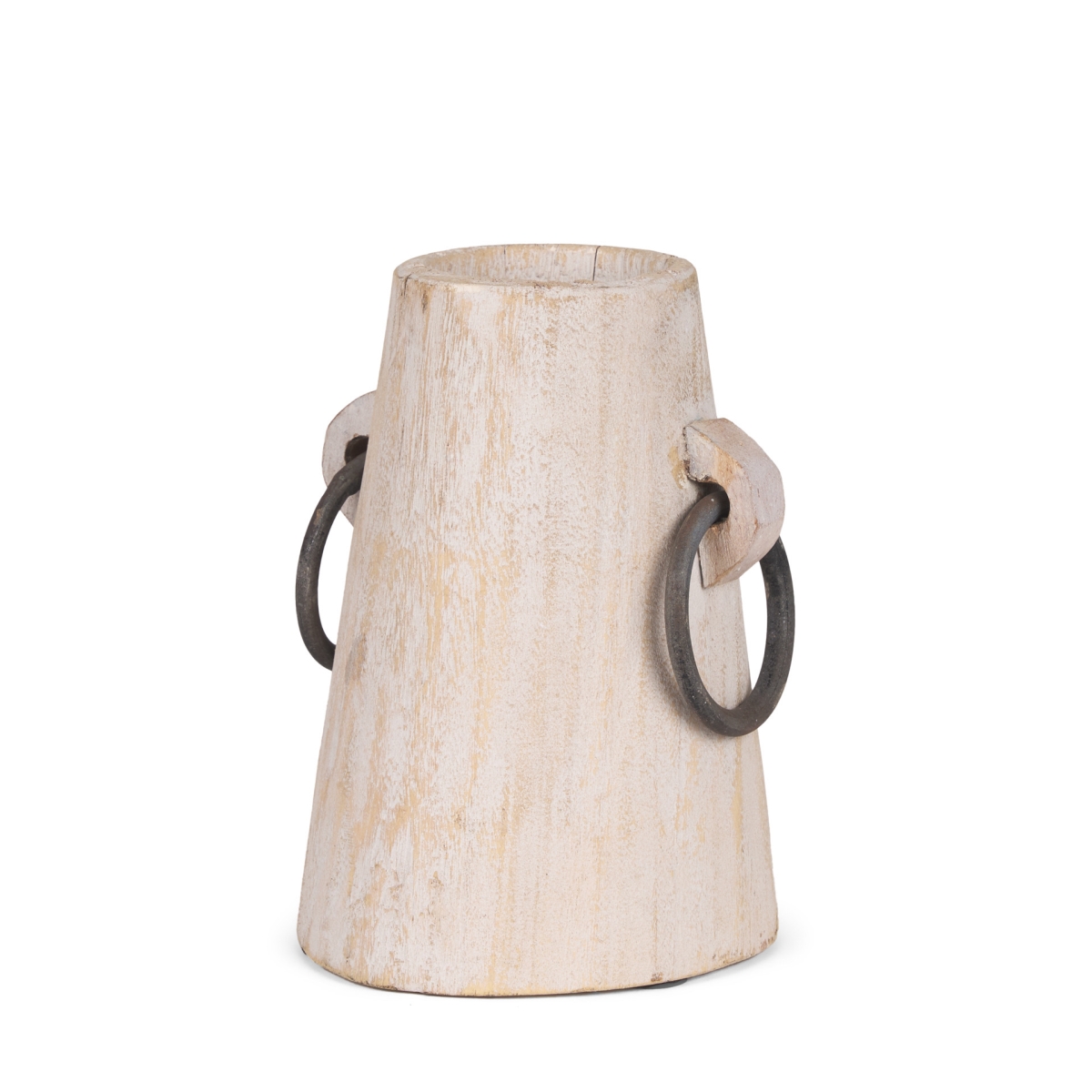 608602 7 in. Beige Cylinder Solid Wood Jug Vase